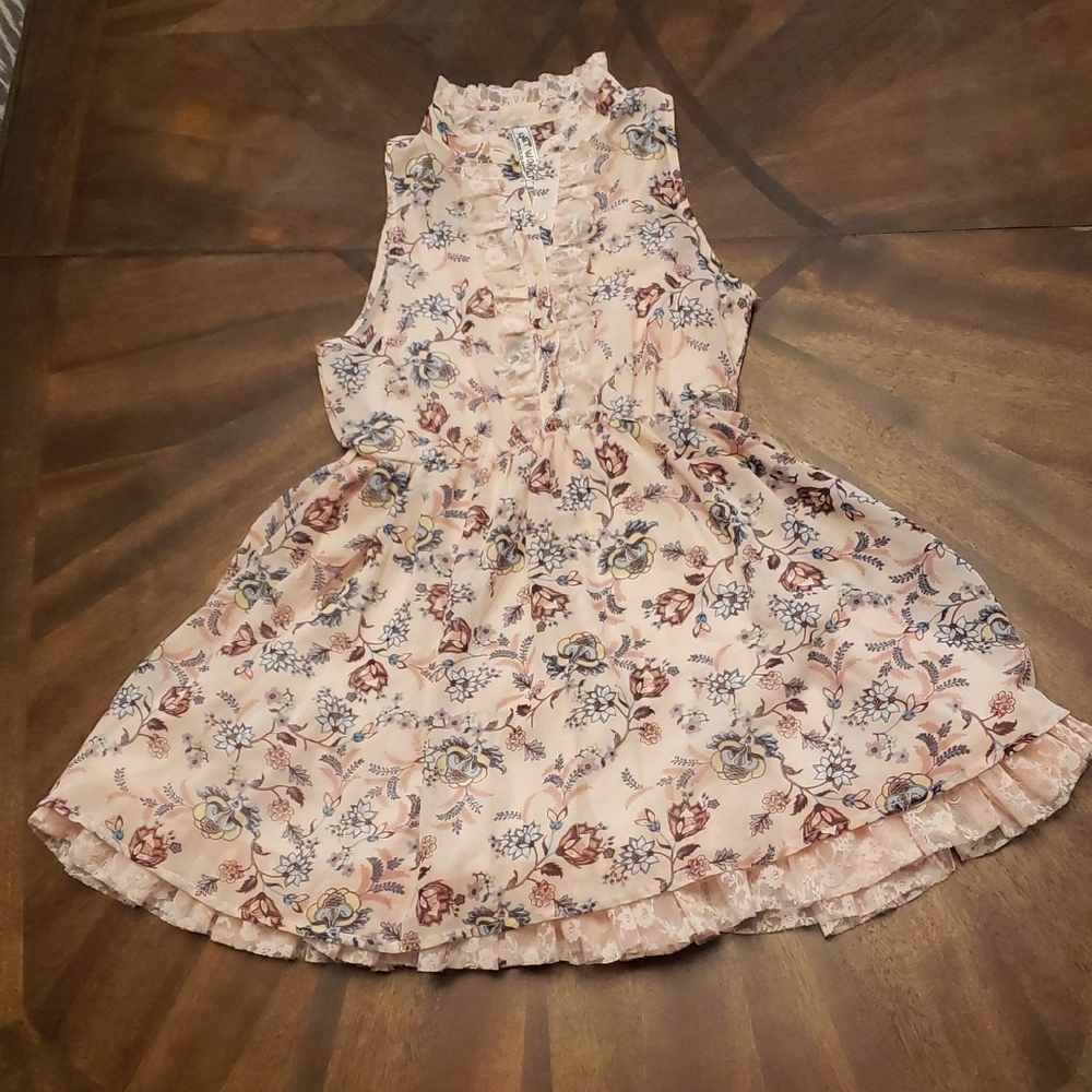 Knitworks Girls Pink, Purple, Teal Sleeveless Lace Layered Sundress Size 10
